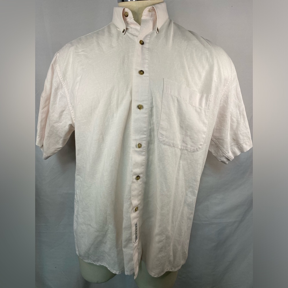 Savane Elements Short Sleeve Button Up Linen Shirt Men’s Large